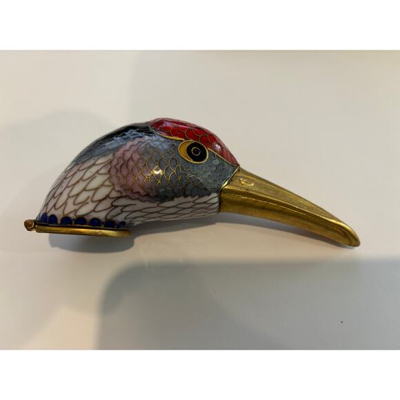 Vintage Cloisonne Trinket Box Bird Head Duck - Picture 3 of 7